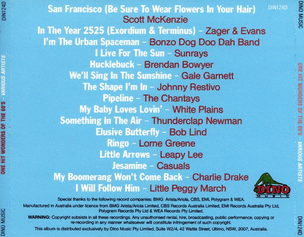 Various : 1 Hit Wonders Of The 60's (CD, Comp)