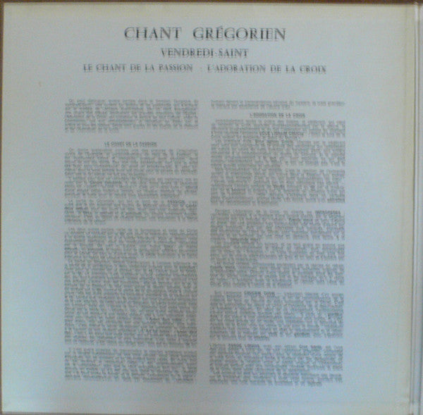 Chœur Des Moines De l'Abbaye Saint-Pierre De Solesmes, Dom J. Gajard O.S.B.* : Chant Grégorien - Vendredi Saint (LP, Album, Gat)