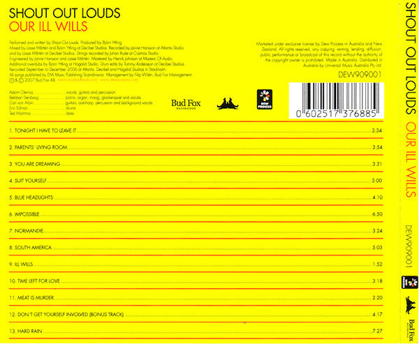 Shout Out Louds : Our Ill Wills (CD, Album)