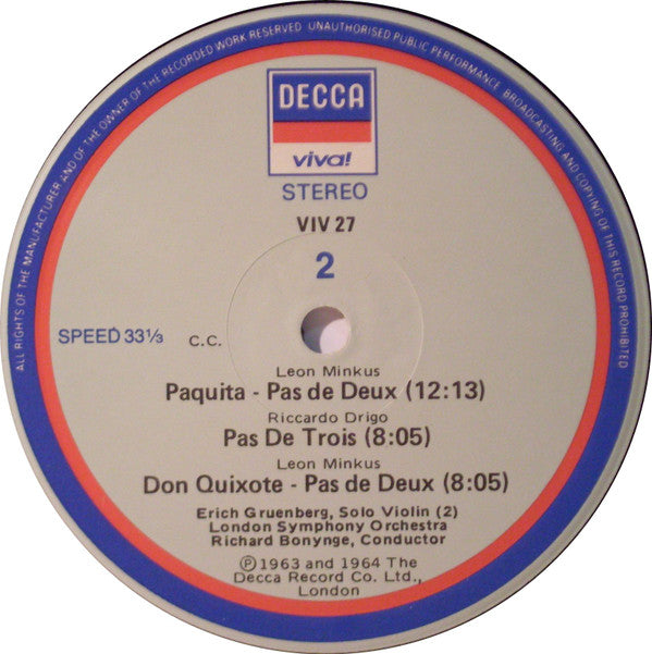 Ludwig Minkus, Riccardo Drigo, London Symphony Orchestra, Richard Bonynge : Pas De Deux (LP)