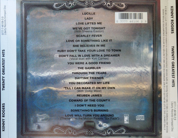 Kenny Rogers : Twenty Greatest Hits (CD, Comp)