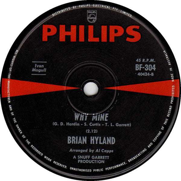 Brian Hyland : Hung Up In Your Eyes (7", Single)
