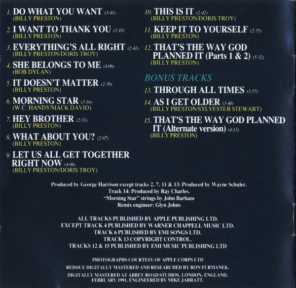 Billy Preston : That's The Way God Planned It (CD, Album, RE, RM)