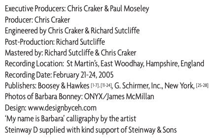 Barbara Bonney, Malcolm Martineau, Samuel Barber, Leonard Bernstein, Benjamin Britten, Aaron Copland, Charles Griffes, Roger Quilter : My Name Is Barbara (CD)