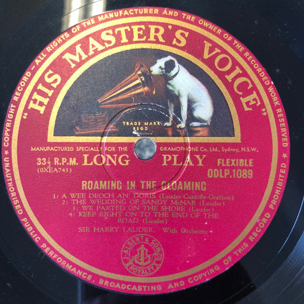Harry Lauder : Roaming In The Gloaming (10", Comp)