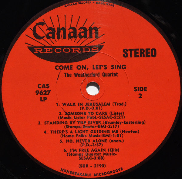 The Weatherford Quartet* : Come On, Let's Sing! (LP, Album)