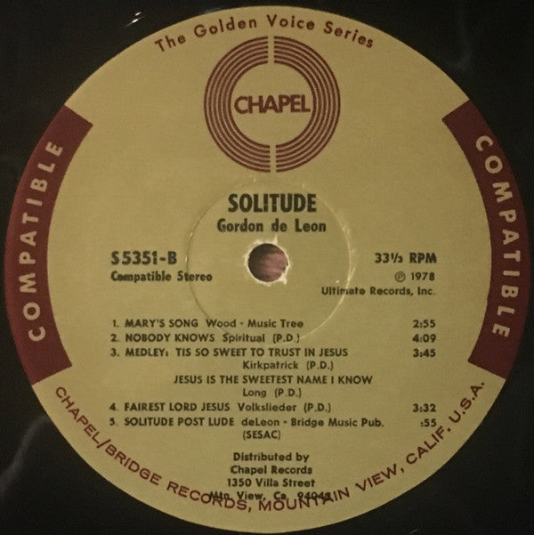 Gordon De Leon : Solitude (LP, Album)
