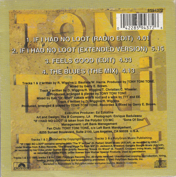 Tony! Toni! Toné! : If I Had No Loot (CD, Single, Car)
