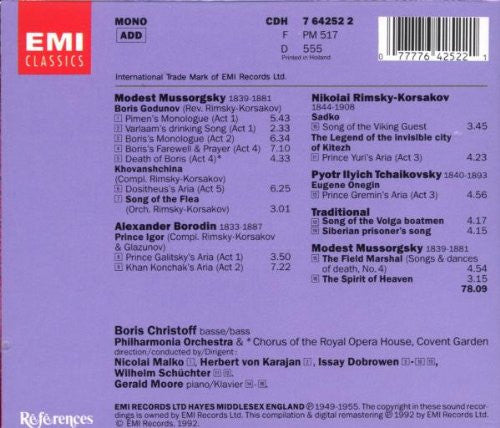 Boris Christoff / Mussorgsky* / Borodin* / Rimsky-Korsakov* / Tchaikovsky* : Russian Opera Arias And Songs (CD, Comp, Mono)