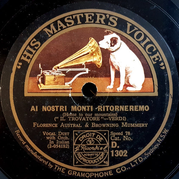 Florence Austral & Browning Mummery (2) : Miserere / Ai Nostri Monti Ritorneremo (Shellac, 12")
