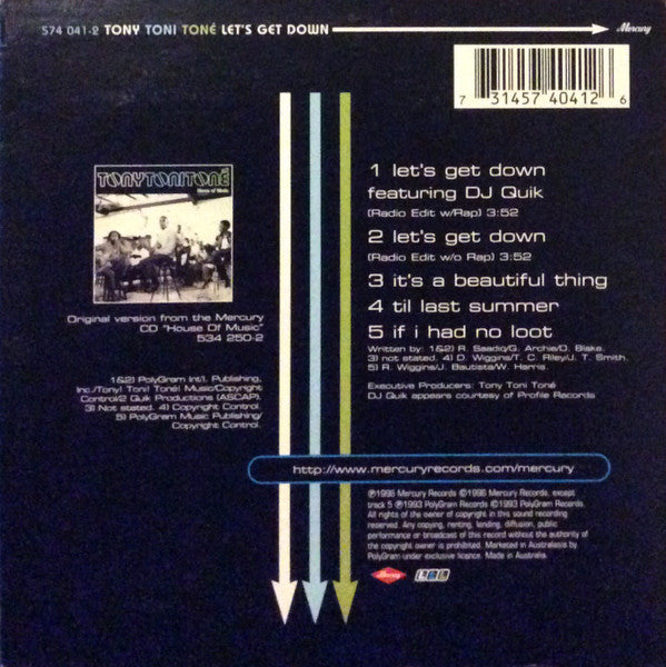 Tony! Toni! Toné! : Let's Get Down (CD, Single, Car)