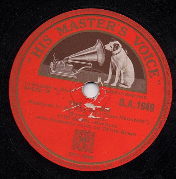 Tito Gobbi : Song Of The Mountains (La Montanara) (Shellac, 10")