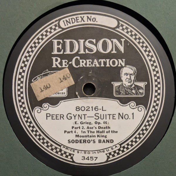 Sodero's Band : Peer Gynt - Suite No. 1 (Edison Disc, RP, Pap)