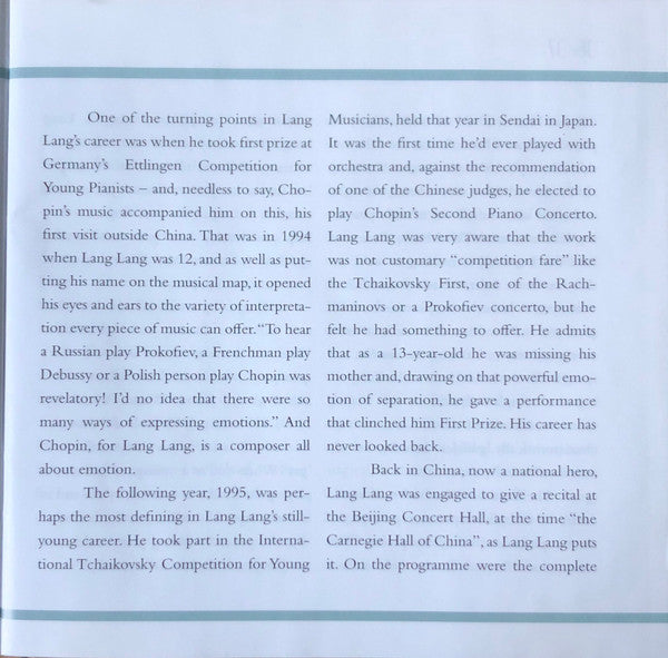 Lang Lang : The Chopin Album (CD, Album)