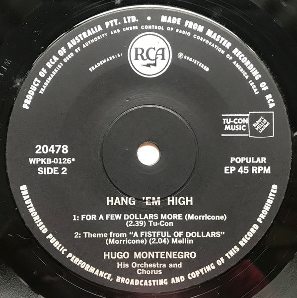 Hugo Montenegro, His Orchestra And Chorus : Hang 'Em High (7", EP)