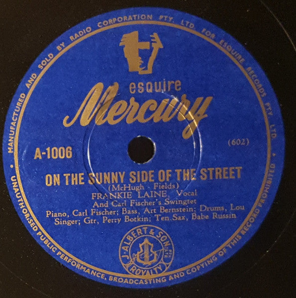 Frankie Laine, Manny Klein's All Stars : That's My Desire / On The Sunny Side Of The Street (Shellac, 10")