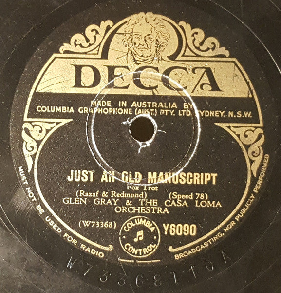 Glen Gray & The Casa Loma Orchestra : Blue Rhapsody / Just An Old Manuscript (Shellac, 10")