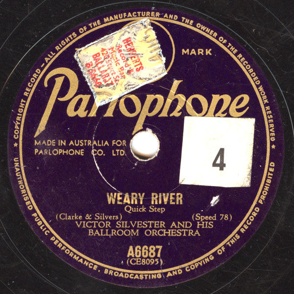 Victor Silvester and His Ballroom Orchestra : At The Balalaika / Weary River (Shellac, 10")