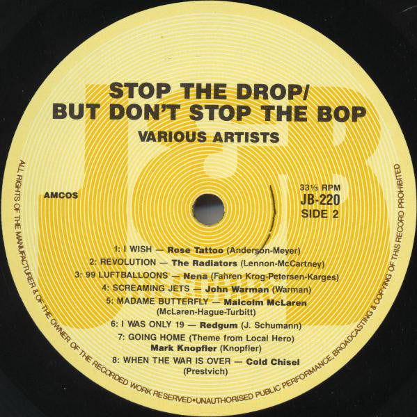 Various : Stop The Drop But Don't Stop The Bop (LP, Comp)