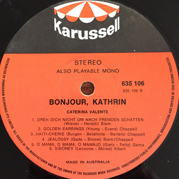 Caterina Valente : Bonjour Kathrin (LP, Comp)