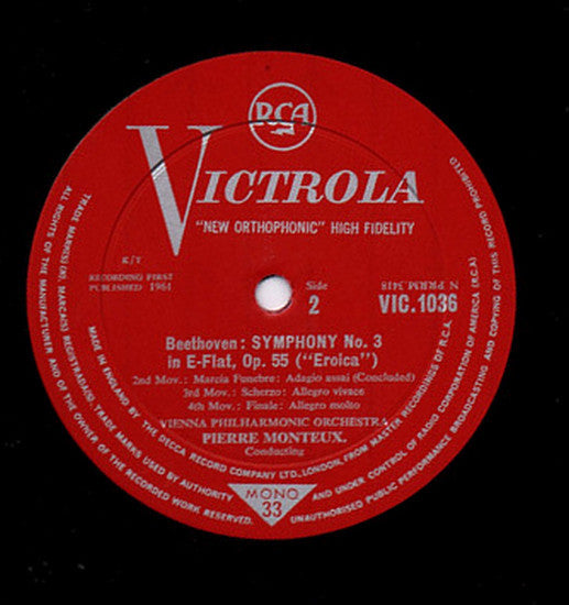 Beethoven*, Vienna Philharmonic Orchestra*, Pierre Monteux : Symphony No. 3 In E-Flat, Op. 55 ("Eroica") (LP, Mono)