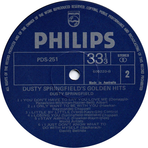 Dusty Springfield : Dusty Springfield's Golden Hits (LP, Comp, RE)