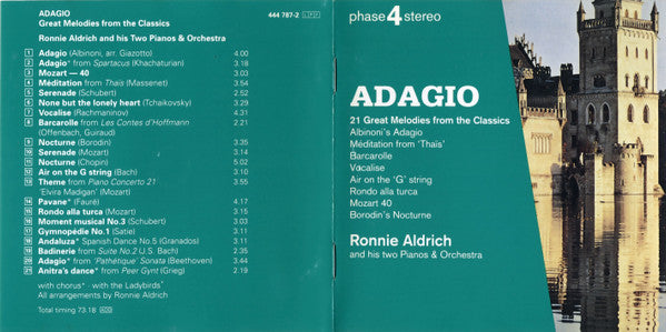 Ronnie Aldrich And His Two Pianos & Orchestra* : Adagio - Great Melodies From The Classics (CD, Comp)