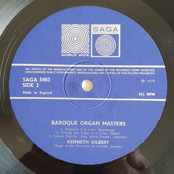 Kenneth Gilbert : Baroque Organ Masters (LP, RE)