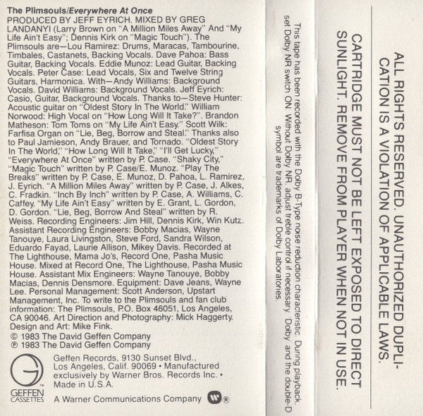 The Plimsouls : Everywhere At Once (Cass, Album, Bar)