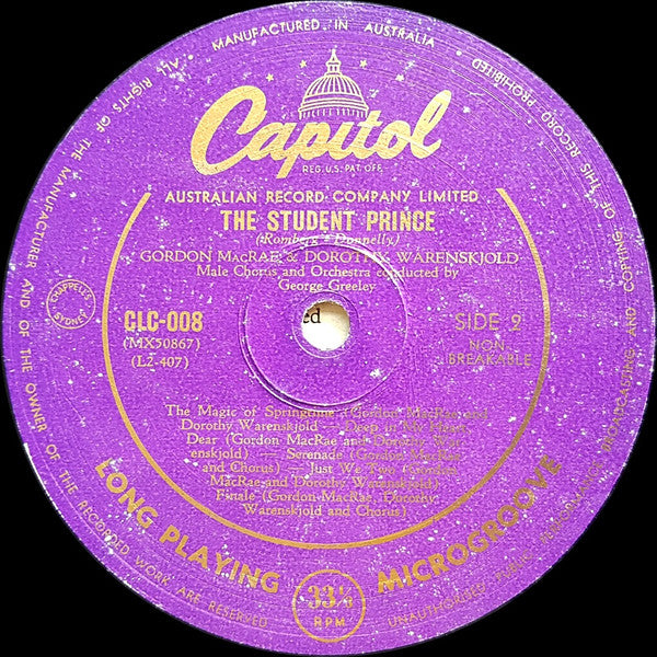 Gordon MacRae And Dorothy Warenskjold : The Student Prince (10", Album, Mono)
