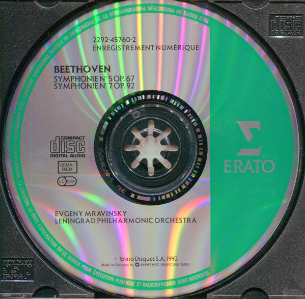 Beethoven*, Evgeny Mravinsky, Leningrad Philharmonic Orchestra : Symphonie N° 5, Op. 67 & Symphonie N° 7, Op. 92 (CD)