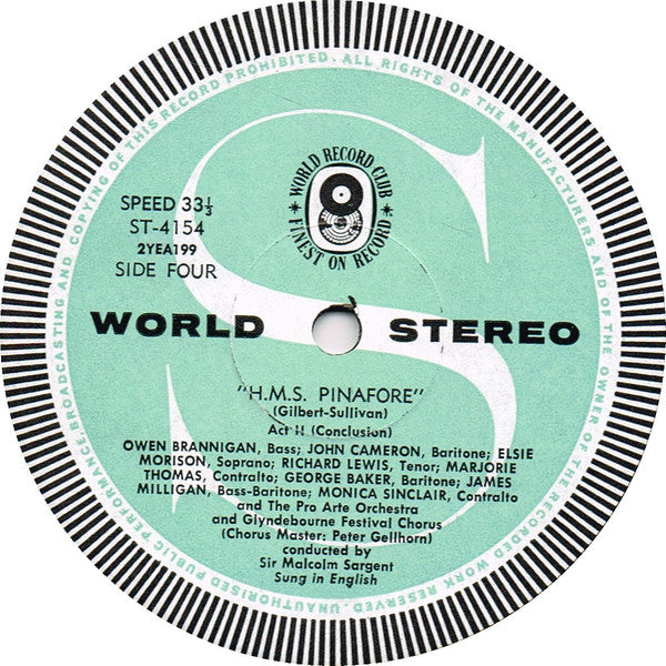 Gilbert & Sullivan : H.M.S. Pinafore (2xLP, Album, Club, RE)