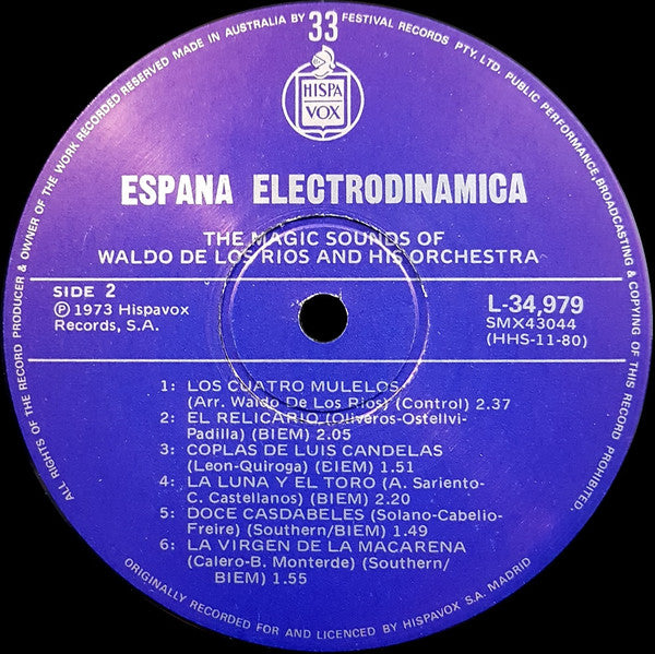 Waldo De Los Rios And His Orchestra* : España Electrodinamic (LP)