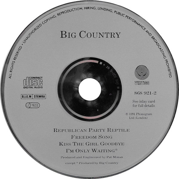 Big Country : Republican Party Reptile (CD, Single)