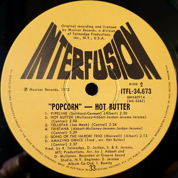 Hot Butter : Popcorn (LP, Album, Tan)