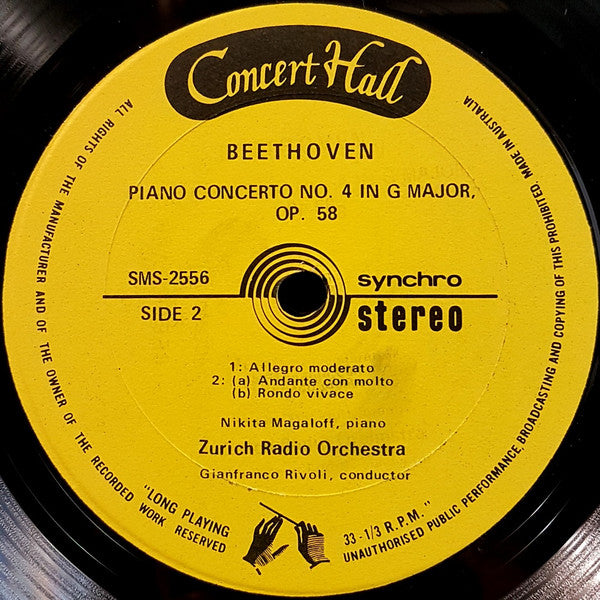 Beethoven*, Nikita Magaloff, Zurich Radio Orchestra, Gianfranco Rivoli : Piano Concerto No. 2 / Piano Concerto No. 4 (LP)