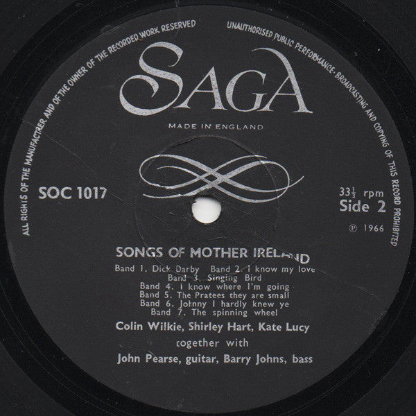 Colin Wilkie, Shirley Hart & Kate Lucy : Songs Of Mother Ireland (LP)