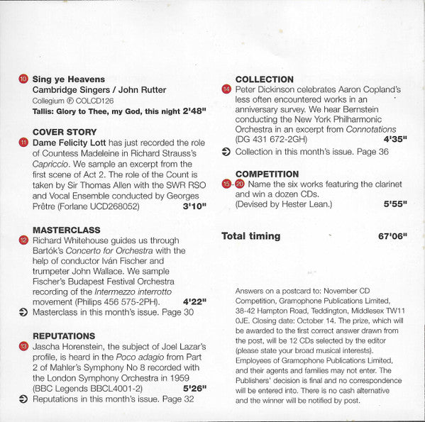 Various : Gramophone Editor's Choice - November 2000 (CD, Promo, Smplr)