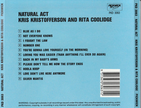 Kris Kristofferson And Rita Coolidge* : Natural Act (CD, Album)