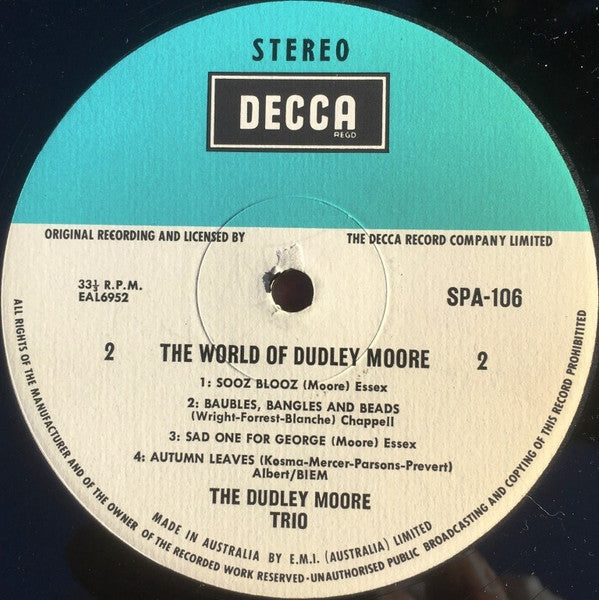 Dudley Moore Trio : The World Of Dudley Moore (LP, Album)