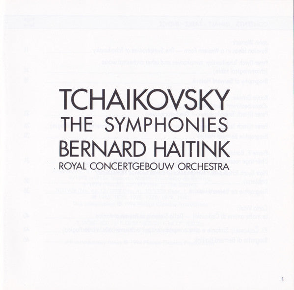 Pyotr Ilyich Tchaikovsky - Bernard Haitink, Concertgebouworkest : The Symphonies (Box, Comp, RE + 6xCD, RM)