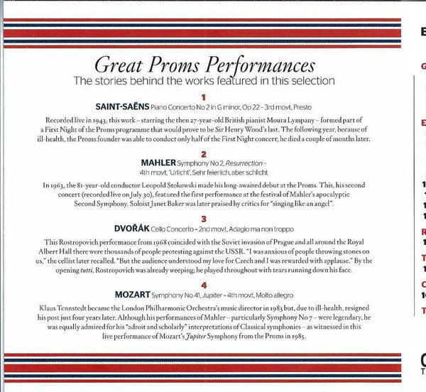 Various : Great Proms Performances - Gramophone July 2010 (CD, Comp, Promo, Smplr)