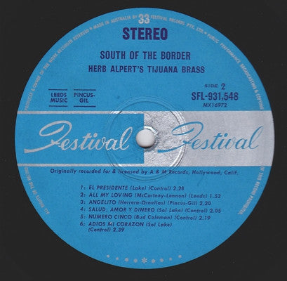 Herb Alpert & The Tijuana Brass : South Of The Border (LP, Album)