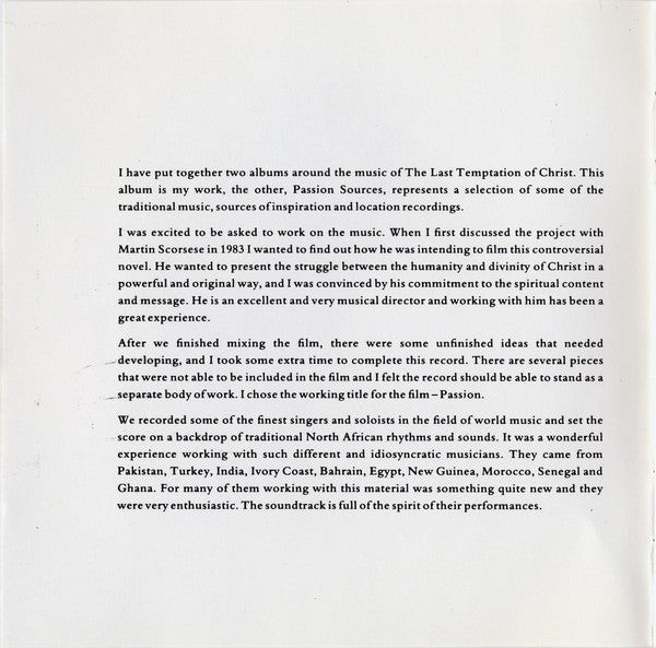 Peter Gabriel : Passion (CD, Album)