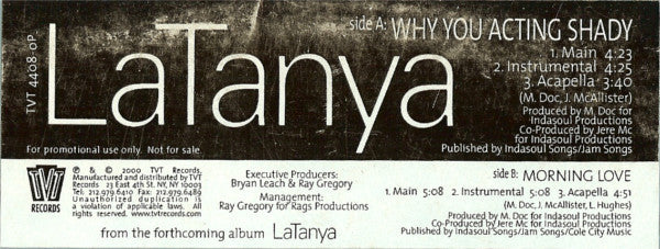 LaTanya : Why You Acting Shady (12", Promo)