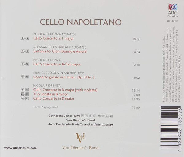 Catherine Jones (2) | Van Diemen's Band : Cello Napoletano (CD, Album)