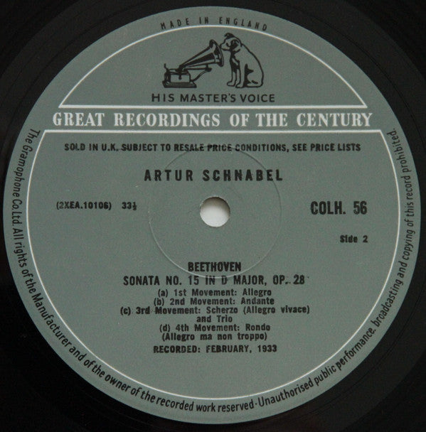 Ludwig Van Beethoven, Artur Schnabel : Sonatas Nos. 21, 22, & 23 (LP, Comp, Mono, RE)