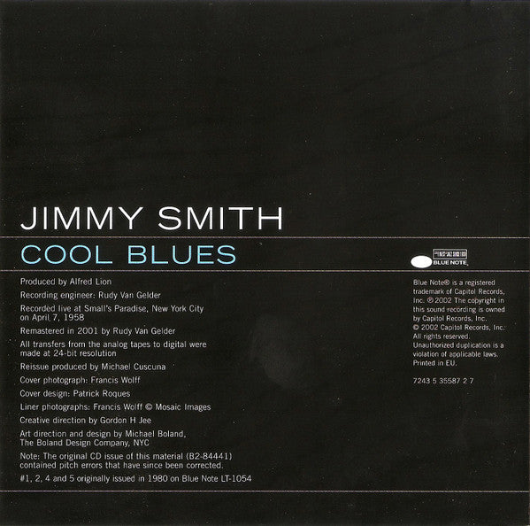 Jimmy Smith : Cool Blues (CD, Album, Mono, RE, RM)