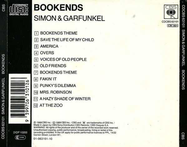 Simon & Garfunkel : Bookends (CD, Album, RE)