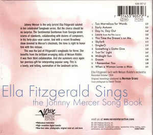 Ella Fitzgerald : Ella Fitzgerald Sings The Johnny Mercer Song Book (CD, Album, RE, RP, Dig)